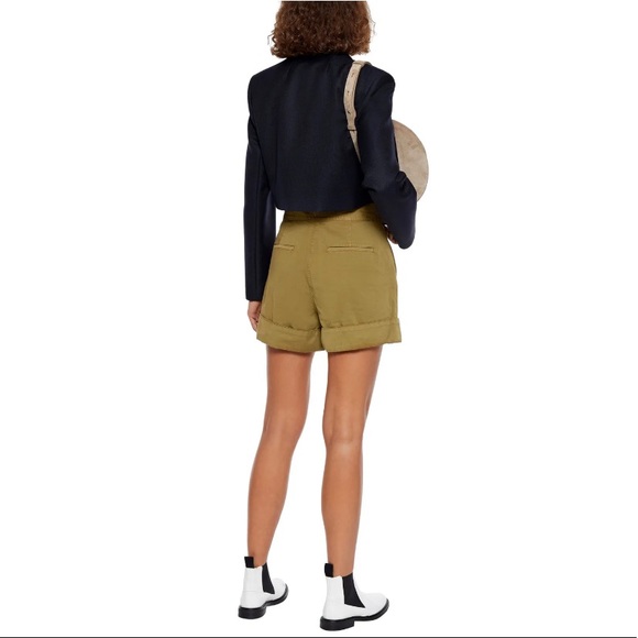 Rag & Bone Shorts Mandy Cotton Khaki Shorts High Rise Rolled Cuffs Military - Picture 3 of 10